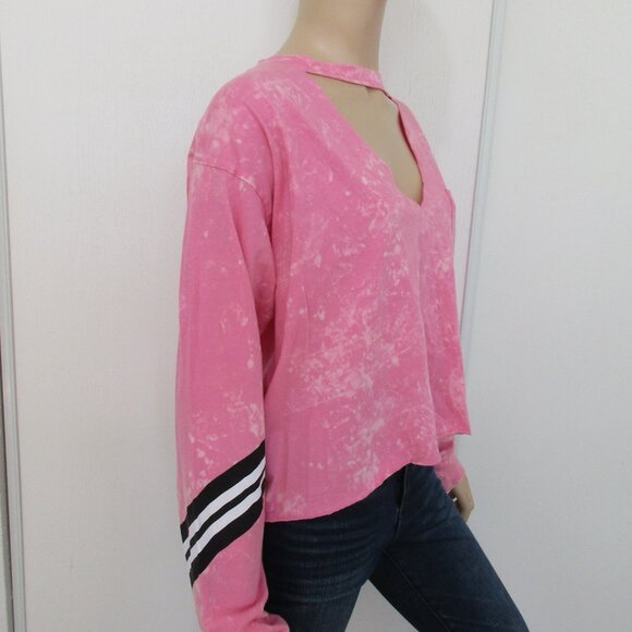 New PINK Victorias Secret T-Shirt Size Large Pink Long Sleeve Pocket Tee - Picture 7 of 14